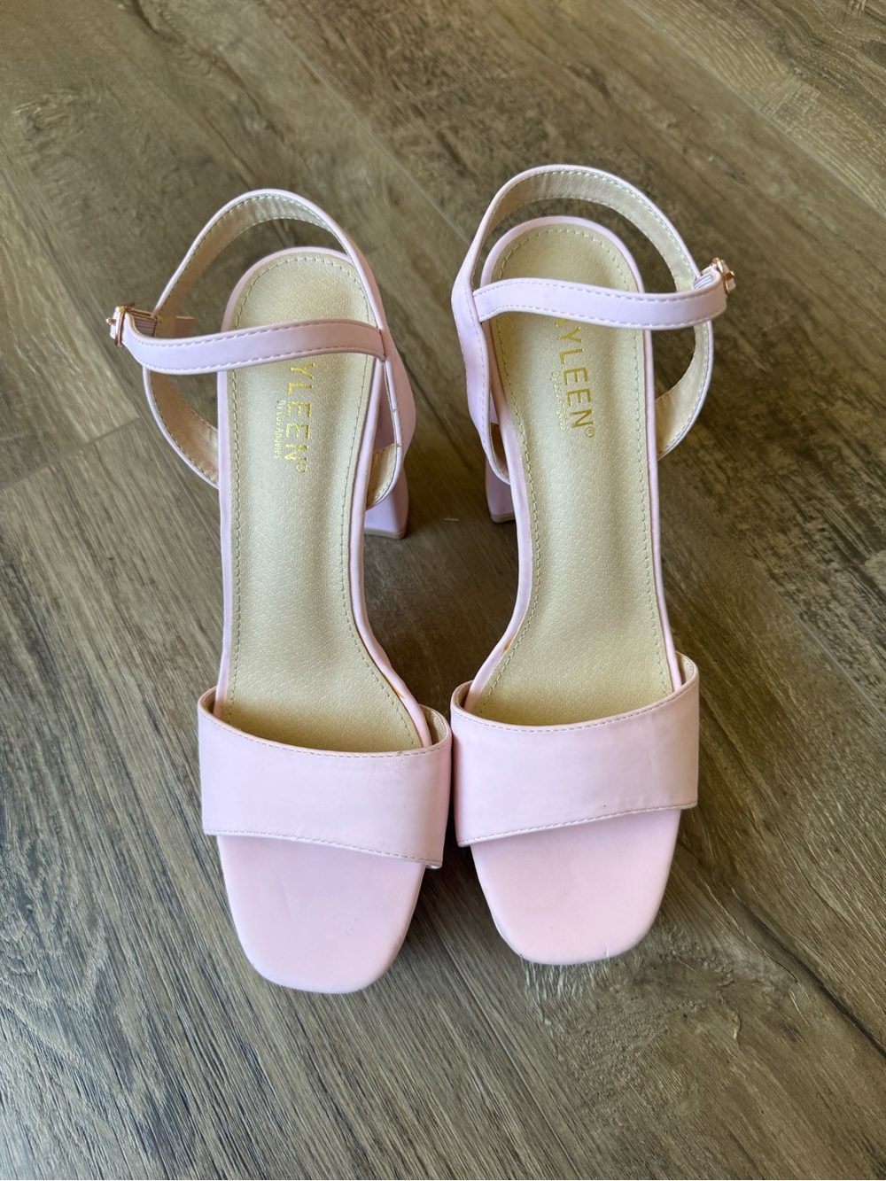 KAYLEEN By Los Angeles Blush Pink Block Heel Sandals